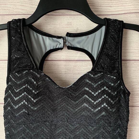 Emerald Sundae Black Gray Chevron Lace Formal Dress Ombre Bodycon Keyhole Size S - Picture 12 of 16